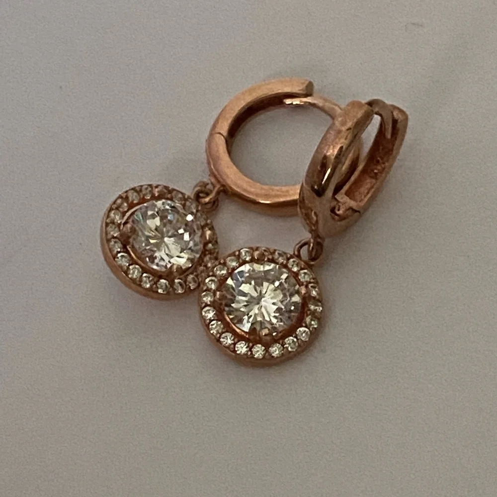 925 Silver round cz stones halo hoops earrings